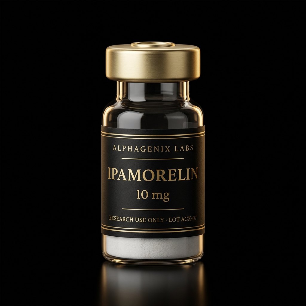 Ipamorelin 10 mg research vial, labelled research use only